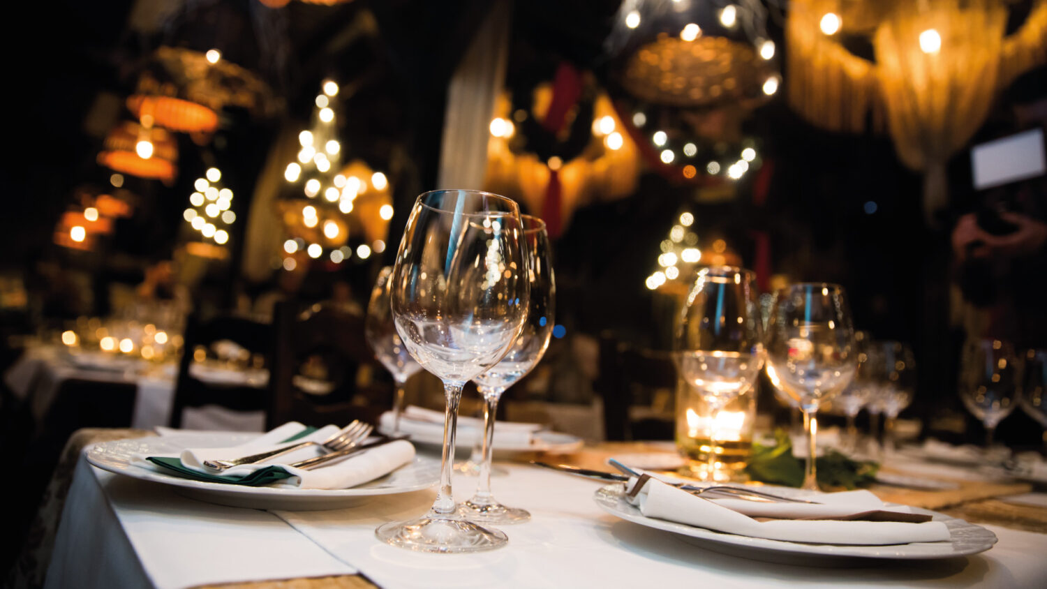 Royal Glasses on a fancy dining table